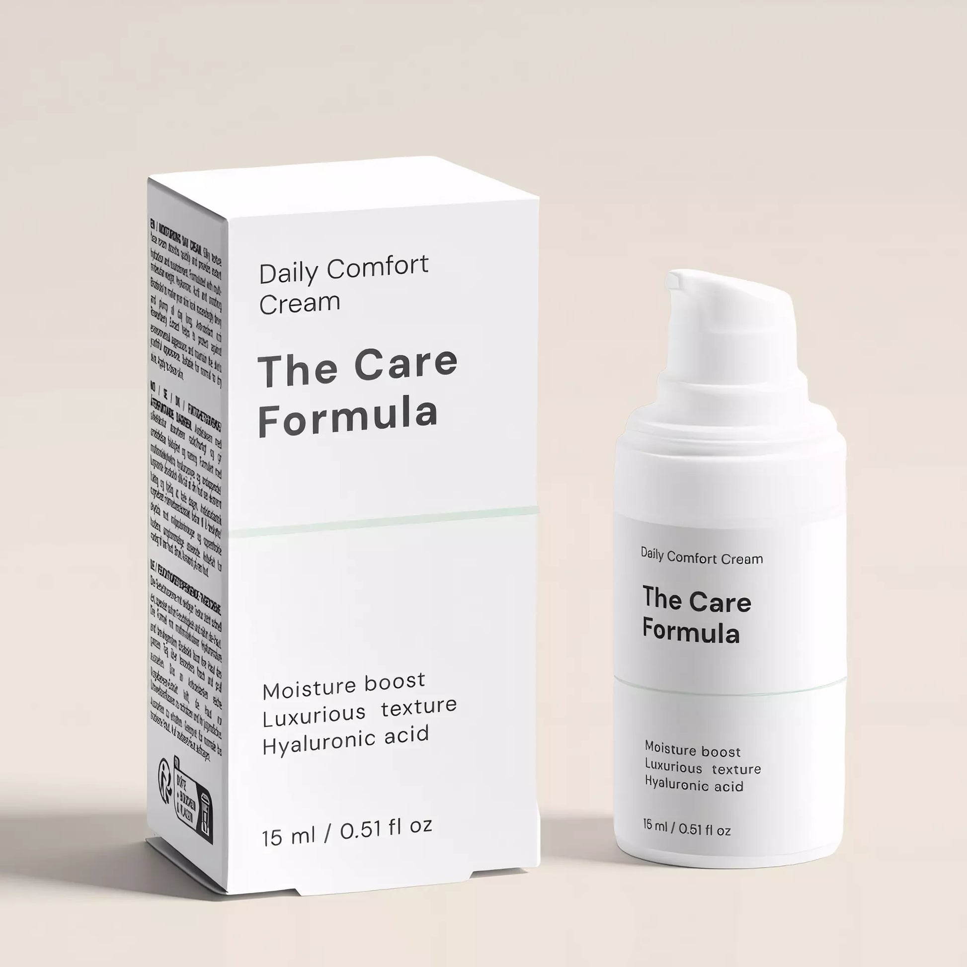 The Care Formula Daily Comfort Cream packaging detail close-up