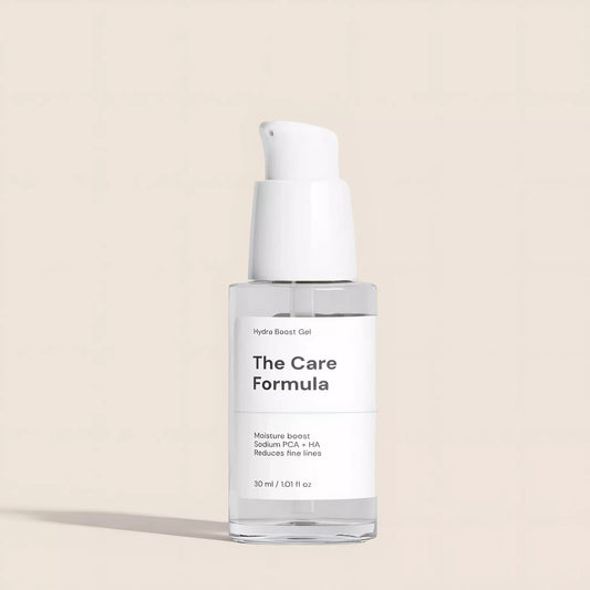 The Care Formula Hydra Boost Gel hydrating gel serum clean studio image