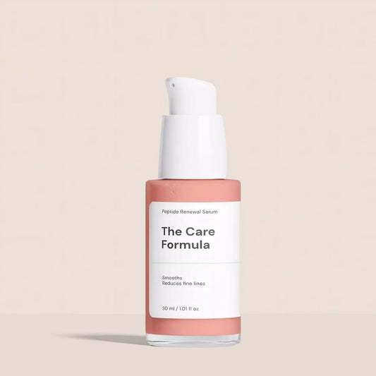 The Care Formula Peptide Renewal Serum pink facial serum clean studio image