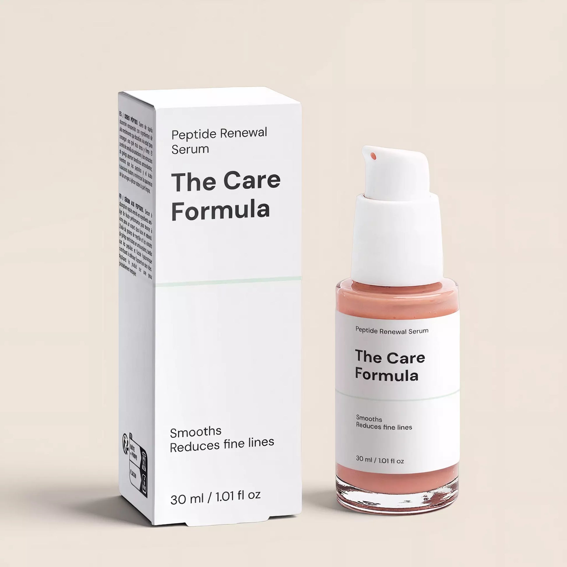 The Care Formula Peptide Renewal Serum packaging detail close-up