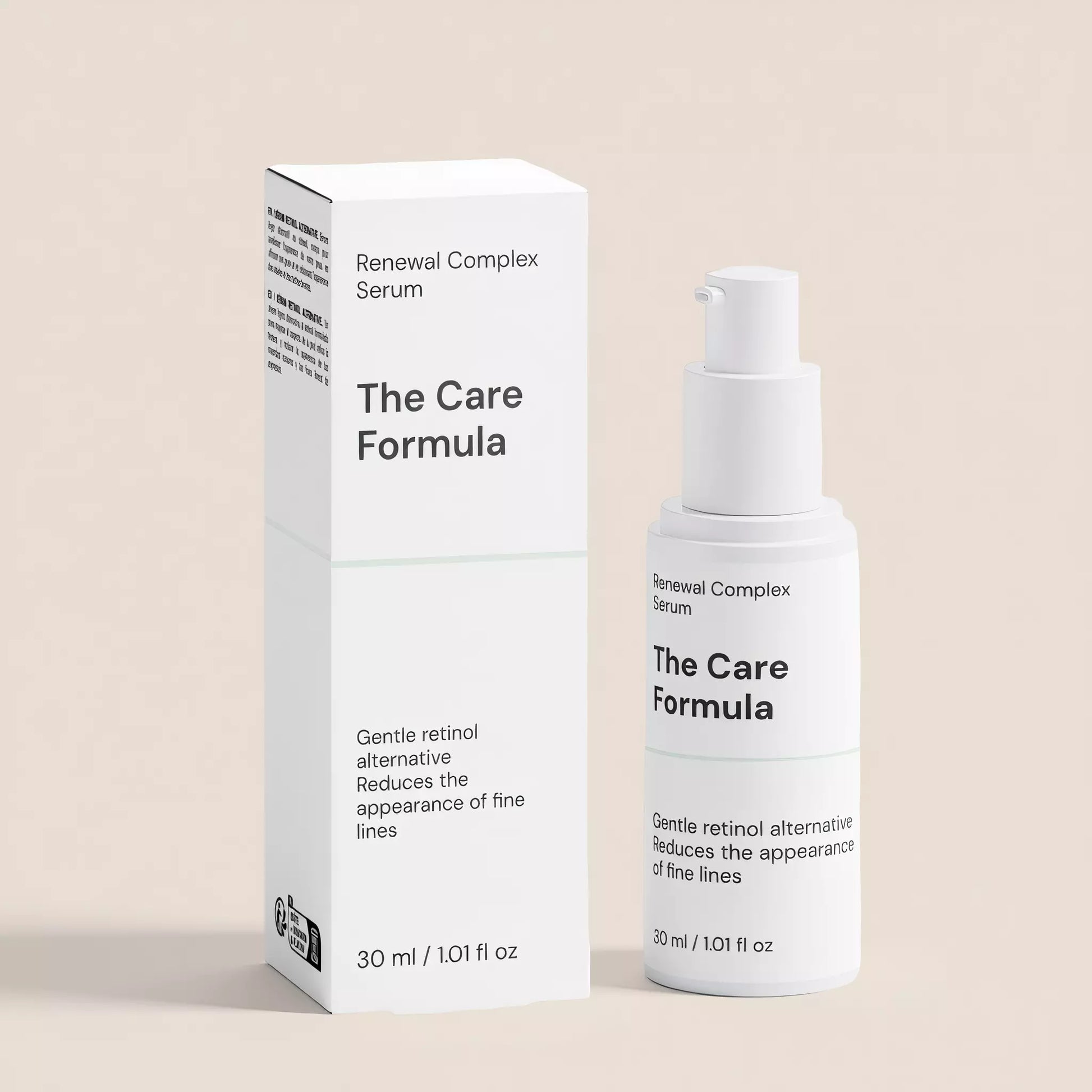 The Care Formula Renewal Complex Serum packaging detail close-up