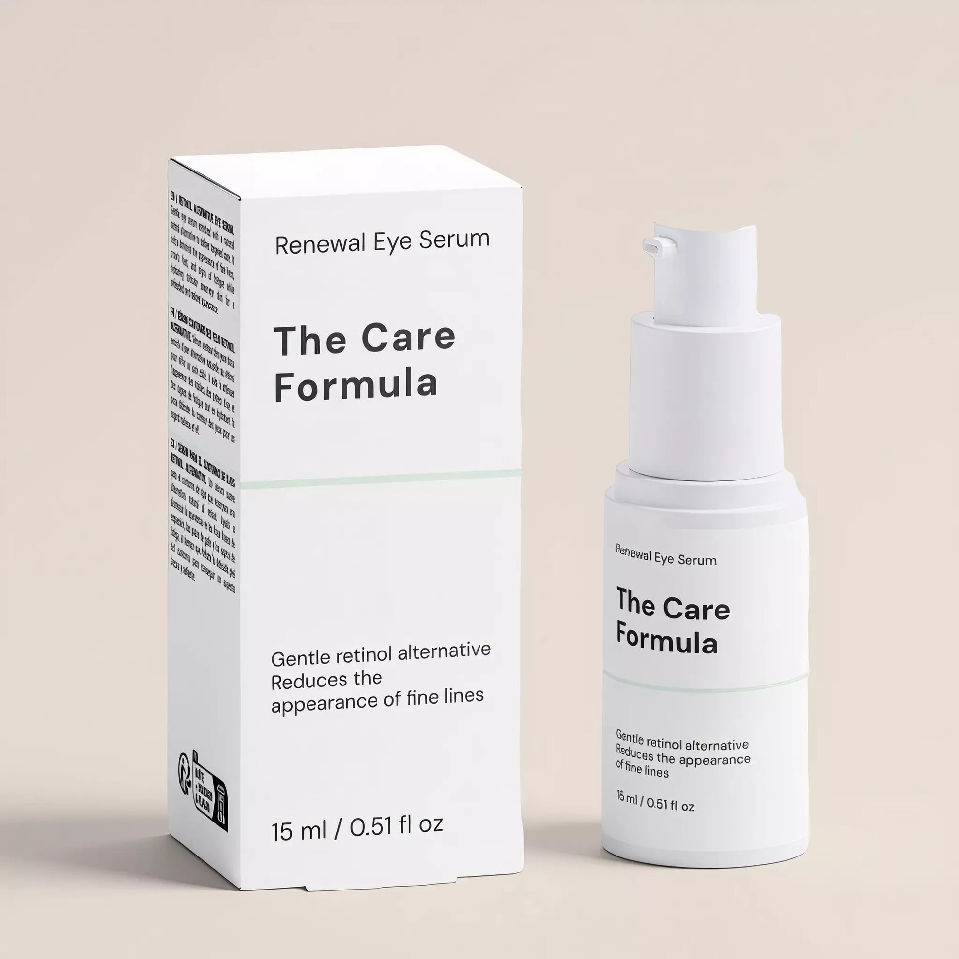The Care Formula Renewal Eye Serum packaging detail close-up