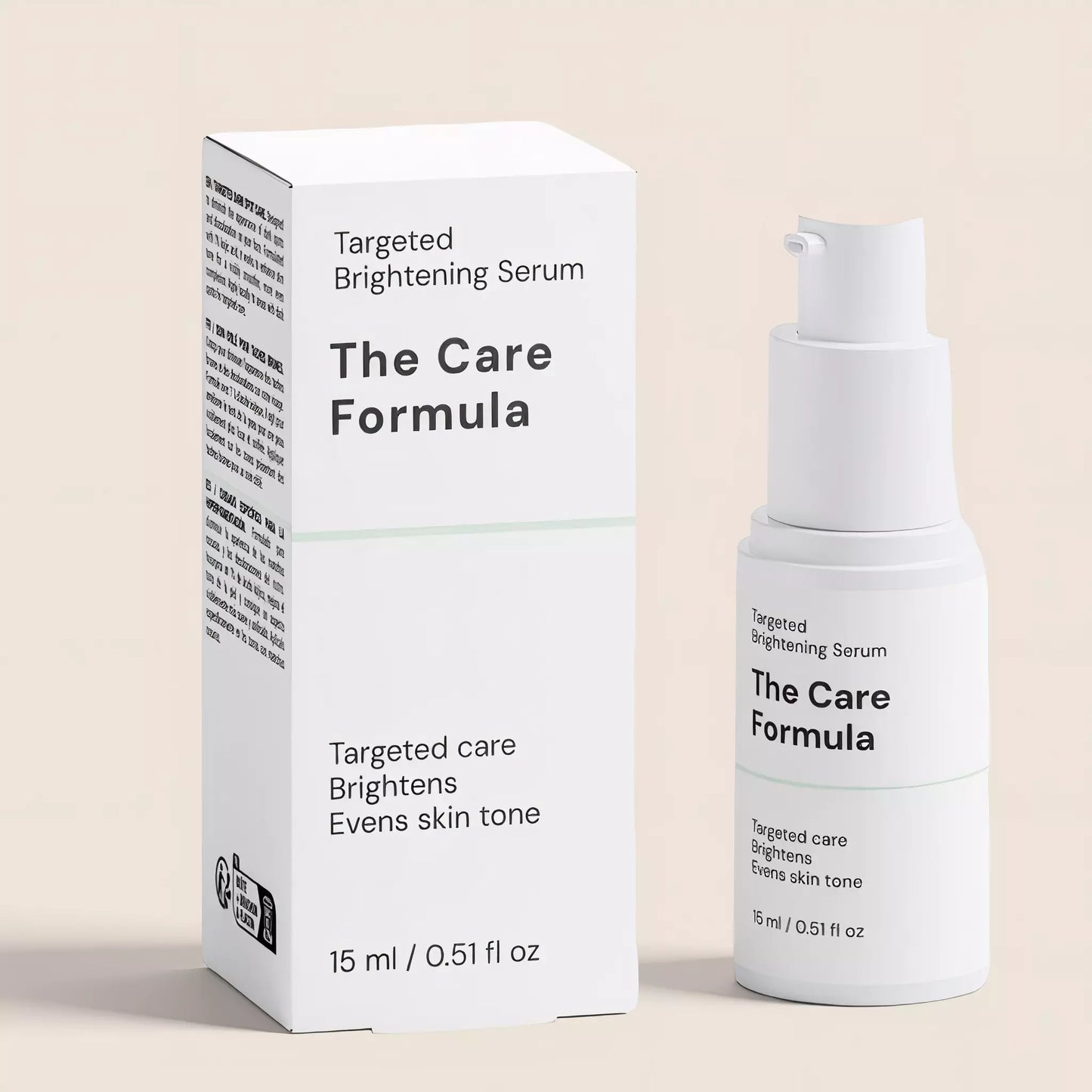 The Care Formula Targeted Brightening Serum packaging detail close-up