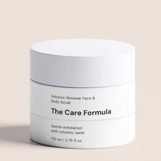 The Care Formula Volcanic Renewal Face and Body Scrub exfoliating scrub clean studio image